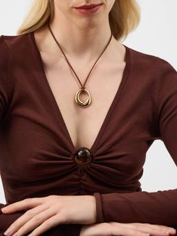 Accessorize London - Women's Organic Pendant Cord Necklace