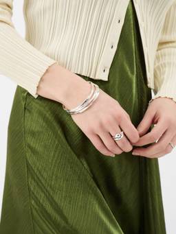 Accessorize London - Women's Slim Twist Silver Bangles (Pack Of 3)