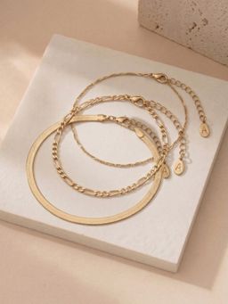 Accessorize London - Women's Delicate Chain Gold Bracelets (Pack Of 3)