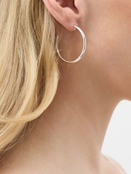 Accessorize London - Women's Medium Tube Hoop Silver Earrings