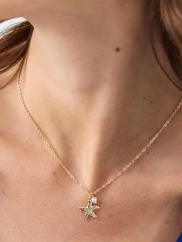 Accessorize London - Women's Starfish Pearl Pendant Necklace