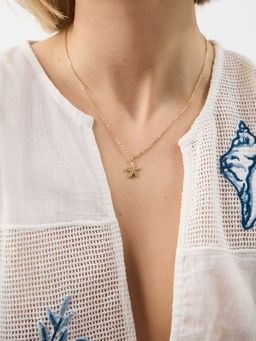 Accessorize London - Women's Diamante Starfish Pendant Gold Necklace