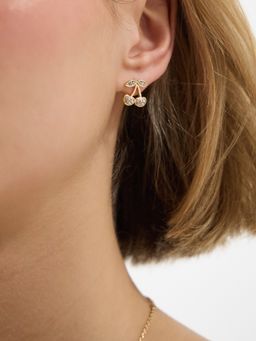 Accessorize London - Women's Diamante Cherry Stud Earrings