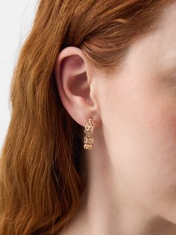Accessorize London - Women's Flower Cut Out Hoop Gold Earrings