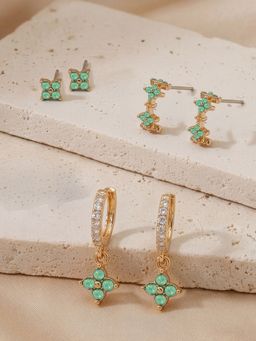Accessorize London - Women's Flower Stud and Hoop Earrings (Pack of 3)