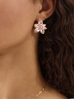Accessorize London - Women's Gemstone Flower Stud Earrings