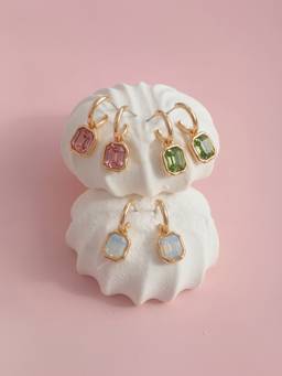 Accessorize London - Women's Gem Drop Hoop Earrings (Pack of 3)