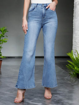 Miss Chase - Womens Light Blue High Rise Stretchable Shaping Denim Jeans
