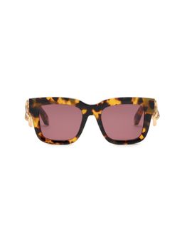 Roberto Cavalli - For Women Brown Demi Frame And Burgundy Colored Lens Sunglasses