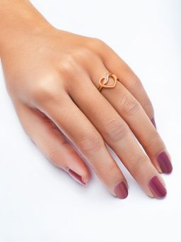 Silberry - 925 Sterling Silver Rose Gold Heart Swirl Ring for Womens and Girls