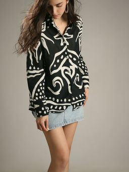 VERO MODA - Women Black Cotton Printed Shirt
