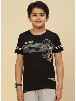 Monte Carlo - Boys Black Printed Regular Fit T-Shirt