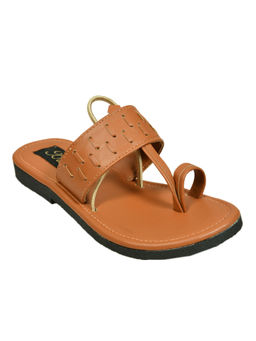 Bling Footwear - Tan Kolhapuris Boys