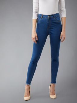 DOLCE CRUDO - Women's Blue Skinny Fit High Rise Cropped Denim Jeans