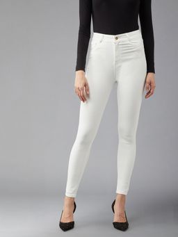 DOLCE CRUDO - Women's White Skinny Fit High Rise Bleached Denim Jeans