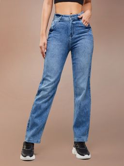 DOLCE CRUDO - Women's Light Blue Wide Leg Fit High Rise Denim Jeans