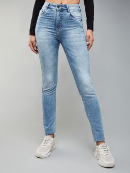 DOLCE CRUDO - Womens Light Blue Slim Fit High Rise Denim Jeans