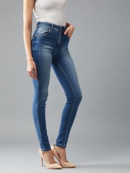 DOLCE CRUDO - Women's Blue Skinny Fit High Rise Regular Length Denim Jeans
