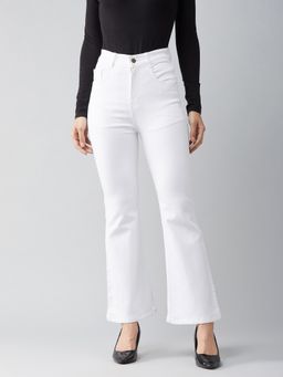 DOLCE CRUDO - Womens White Bootcut High Rise Clean Look Regular Denim Jeans