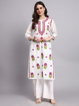 The Chikan Label - Purple Aashvi Chanderi Chikankari Long Kurta