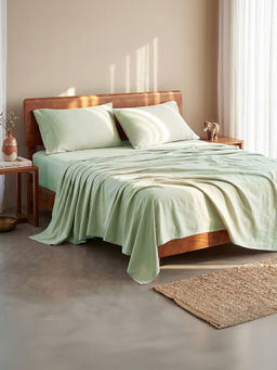 LANE LINEN - 100% Organic Cotton Bedsheet with Pillow Cover - Green