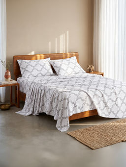 LANE LINEN - 100% Organic Cotton Fitted Bedsheet with Pillow Covers - White