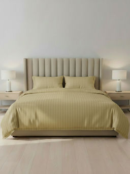 LANE LINEN - Beige Galaxy Cotton Fitted Bedsheet with 2 Pillow Covers (King)