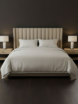 LANE LINEN - Beige Galaxy Cotton Fitted Bedsheet with 2 Pillow Covers (King)