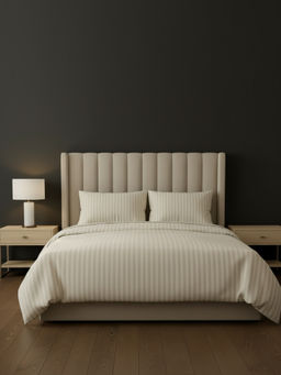 LANE LINEN - Beige Galaxy Cotton Fitted Bedsheet with 2 Pillow Covers (King)
