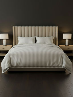 LANE LINEN - Off White Galaxy Cotton Fitted Bedsheet with 2 Pillow Covers (King)