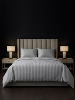 LANE LINEN - Grey Galaxy Cotton Fitted Bedsheet with 2 Pillow Covers (King)