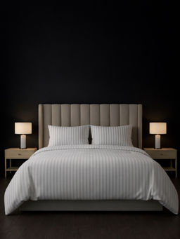LANE LINEN - White Galaxy Cotton Fitted Bedsheet with 2 Pillow Covers (King)