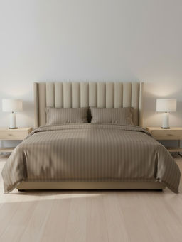 LANE LINEN - Taupe Galaxy Cotton Bedsheet with 2 Pillow Covers