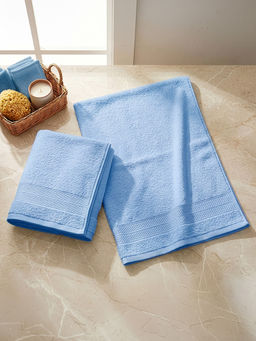 LANE LINEN - Colorado Luxury Cotton Blue Hand Towels (Pack of 2)