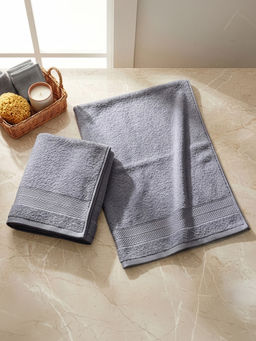 LANE LINEN - Colorado Luxury Cotton Grey Hand Towels (Pack of 2)