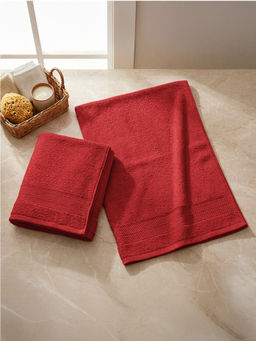 LANE LINEN - Colorado Luxury Cotton Red Hand Towels (Pack of 2)