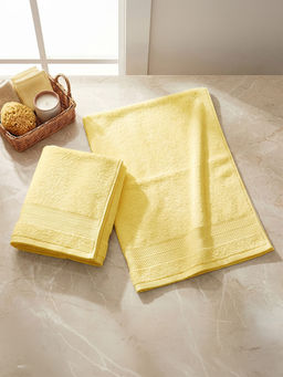LANE LINEN - Colorado Luxury Cotton Yellow Hand Towels (Pack of 2)