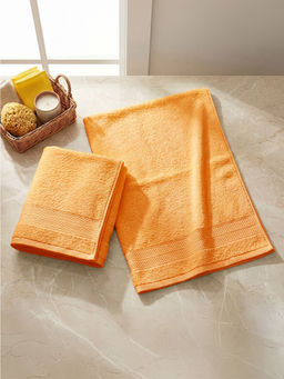 LANE LINEN - Colorado Luxury Cotton Orange Hand Towels (Pack of 2)