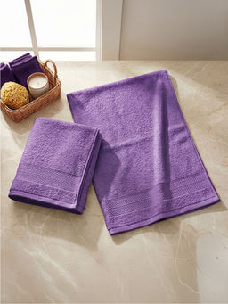 LANE LINEN - Colorado Luxury Cotton Purple Hand Towels (Pack of 2)