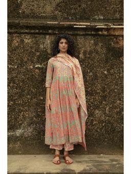 Shilpi Handicrafts - Aadhriti Peach Chanderi Kurta with Pant and Dupatta (Set of 3)