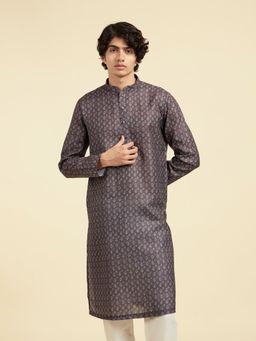 Diwas by Manyavar - Men Brown Cotton Blend Printed Kurta