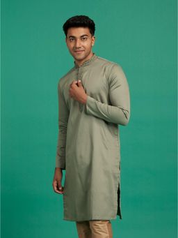 Diwas by Manyavar - Men Green Art Silk Solid Kurta