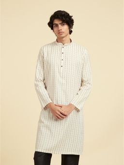 Diwas by Manyavar - Men Cream Art Silk Printed Kurta
