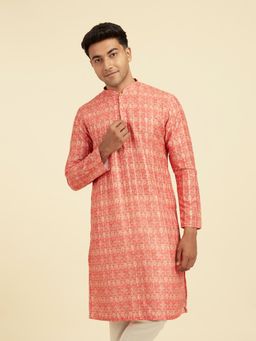 Diwas by Manyavar - Men Pink Art Silk Printed Kurta