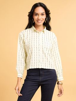 SAAKI - Echoes Of Bliss Off-White Yarn Dyed Shirt