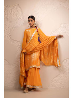 Avaha - Shagun Orange Sharara With Kurta And Dupatta