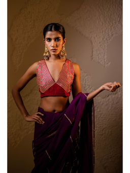 Avaha - Sur Red Stitched Blouse