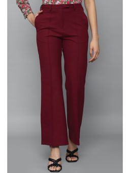 Allen Solly - Women Maroon Regular Fit Solid Casual Trousers