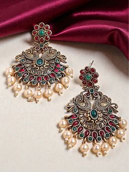 OOMPH - Multi-Color Kempu Stones Drop Earrings