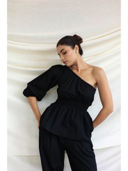 PR Label - Black One Shoulder Top